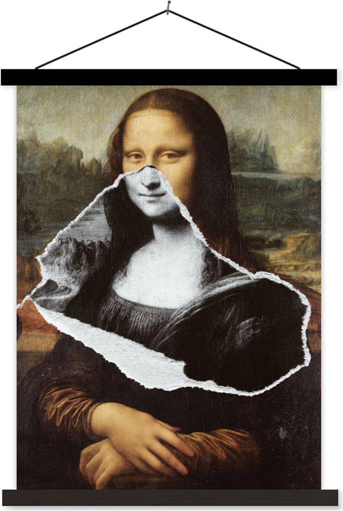 MuchoWow Textilposter Mona Lisa - Da Vinci - Kunst 120x160 cm mit schwarzem Rahmen - Magnetischer