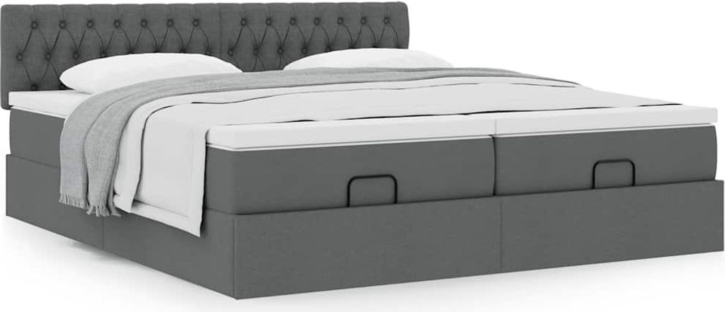 Maison Exclusive - Ottoman-Bett mit Matratzen Dunkelgrau 200x200 cm Stoff