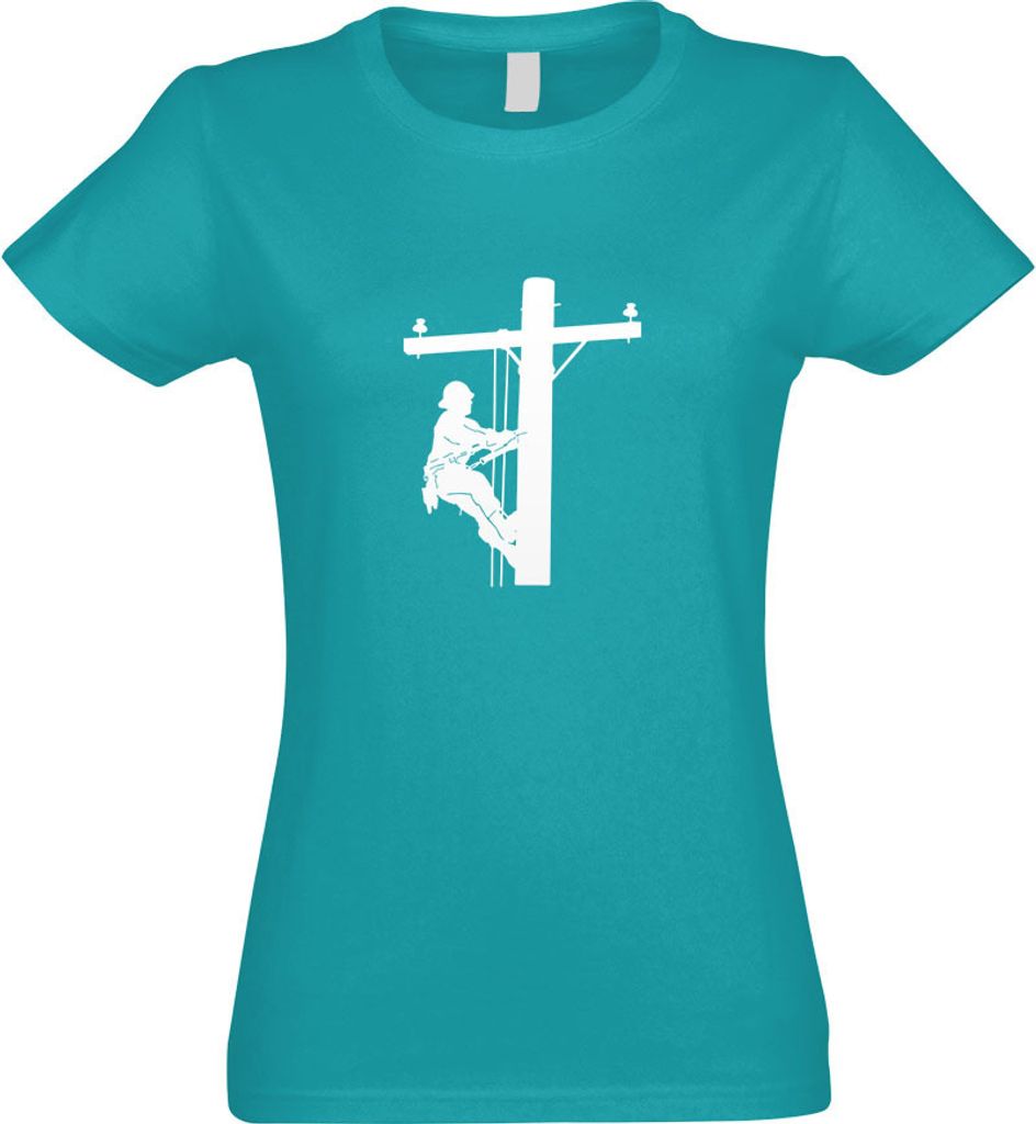 Kiwistar - T-Shirt tailliert - Damen - türkis - Netzmonteure Motiv 3 - Elektriker - mit Motiv Bedruckt - Funshirt Design - Sport - Freizeit - Dame...