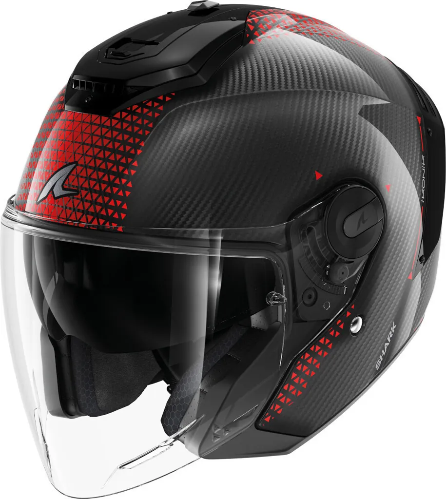 Shark RS Jet Carbon Ikonik Noir Rouge L - Casque Jet en Fibre de Carbone