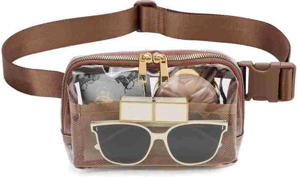 Transparente Bauchtasche, große Kapazität, wasserabweisend, mit Reißverschluss, stadionzugelassen, transparente Hüfttasche