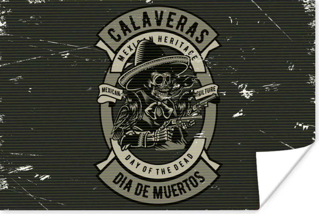 MuchoWow Poster Sheriff - Pistole - Mexiko - Retro 60x40 cm - Schlafzimmerdekoration
