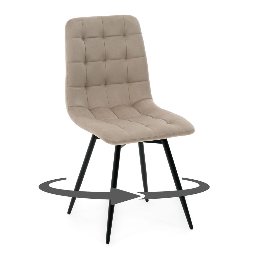 NEW HOME ARCO Drehsessel, gepolsterter Wohnzimmersessel mit Steppung – Dunkelbeige – Moderne Samtmöbel