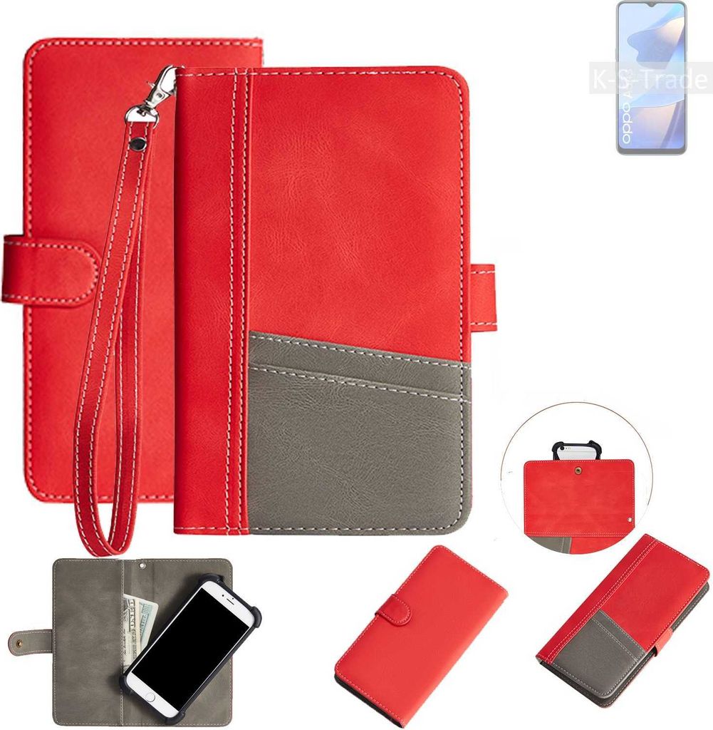 K-S-Trade Handy Schutzhülle für Oppo A54s Hülle Portemonnee Brieftasche Klapphülle Kartenfächer Flip Wallet Case Etui