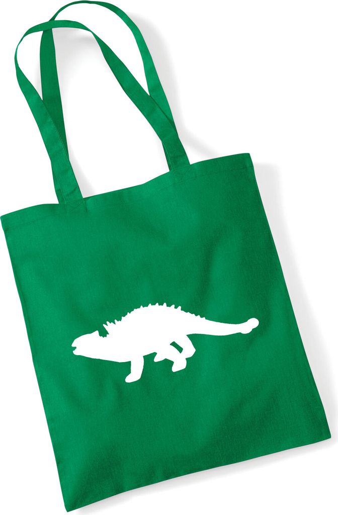 Huuraa Jutebeutel Ankylosaurus Dinosaurier 10 Liter Kelly Green Baumwolle Tasche Geschenkidee
