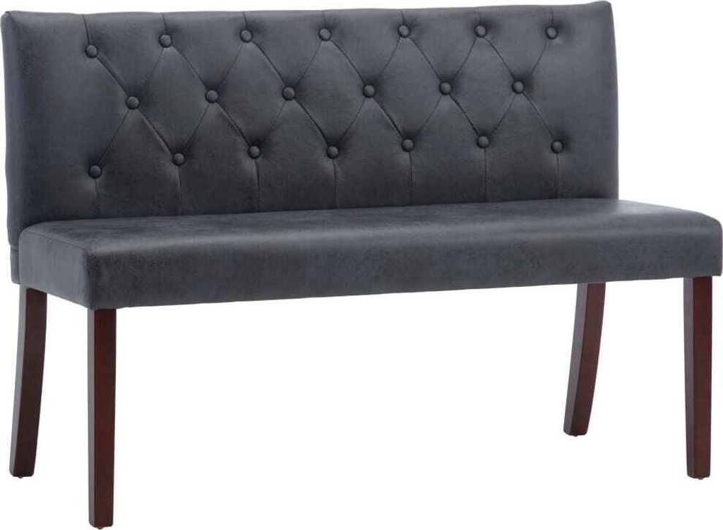 Sitzbank 120 cm Grau Wildleder-Optik