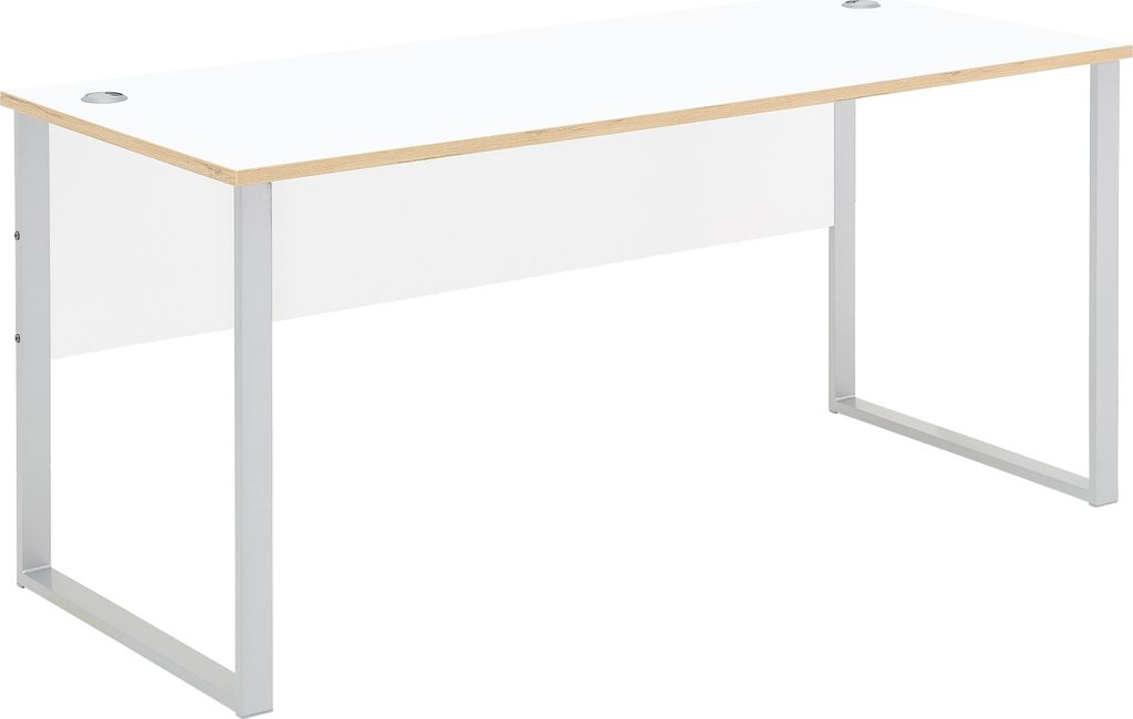 Schreibtisch >Memphis< in Weiß / Artisan / silber - 170x77x73 (BxHxT)