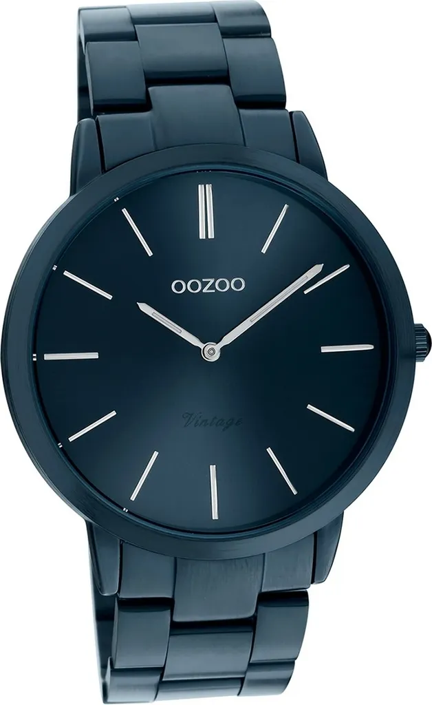 Montre Analogique Femme Oozoo Vintage C20108 avec Cadran Bleu et Acier