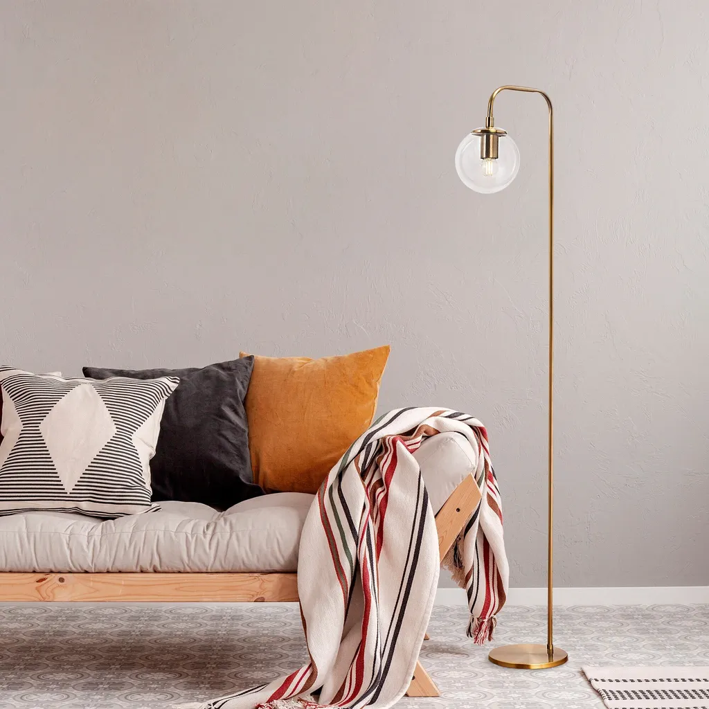 Luminaire sur Pied en Métal Noir Style Rétro avec Hauteur de 146 cm