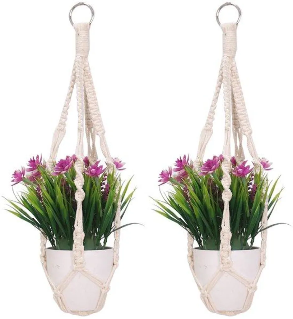 Suspension macramé synthétique 50 cm lot de 2 : anti-moisissure et solide