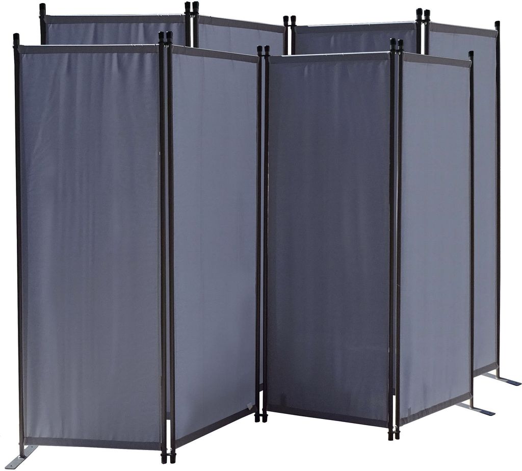 2 Stück Paravent 4 Teilig 165 x 220 cm Grau - Garten & Balkon Sichtschutz Stellwand Innen & Außen - Raumteiler Trennwand Faltbar Blickdicht & Wet...
