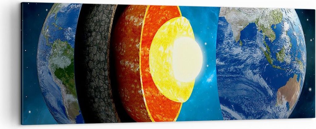 Bild auf Leinwand - Leinwandbild - Erde Schichten Universum Kern - 140x50cm - Wand Bild - Wanddeko - Leinwanddruck - Bilder - Kunstdruck - Wanddeko...