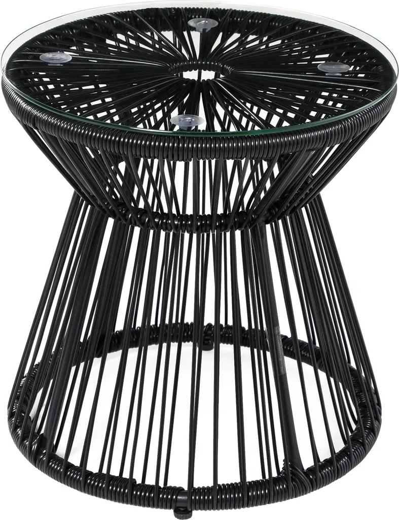 Table d'appoint pour balcon étroit, meuble de jardin rond compact noir