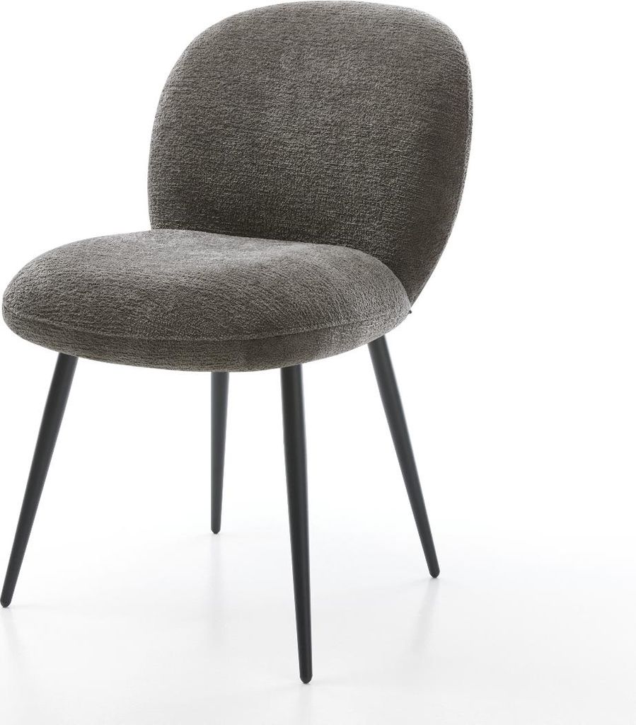 DELIFE Esszimmerstuhl Nube-Flex Bouclé Soft Schlamm 4-Fuß konisch Schwarz Taschenfederkern