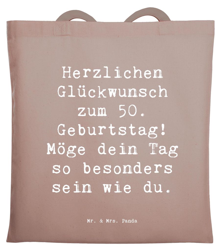 Mr. & Mrs. Panda Uni Tasche Spruch 50. Geburtstag Freude - Braun Pastell - Geschenk, Shopping, Schultasche, Tragetasche, Einkaufstüte, Liebe und W...