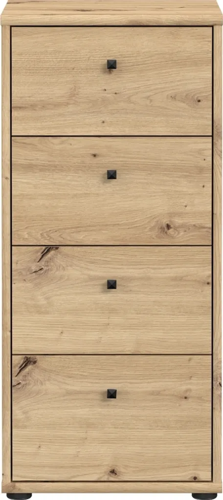 Commode gain de place TEMPRA 2 chêne 4 tiroirs pour petits coins