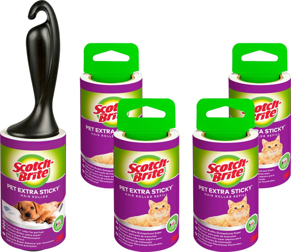 Scotch-Brite™ Pet Extra Sticky* Tierhaar-Roller 48 Blatt + Produktbild 