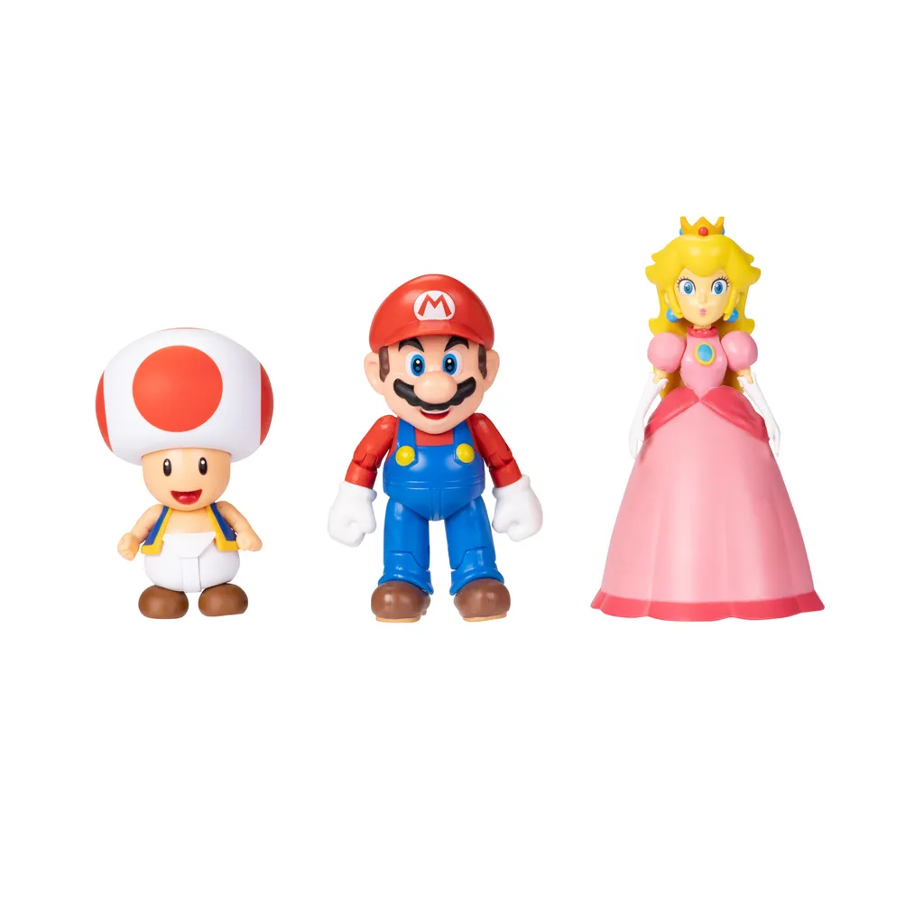Figurines Super Mario incassables pack de 3 Toad Peach et Mario