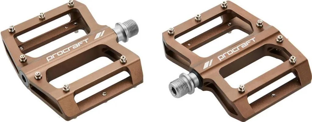 Pédales de Vélo Procraft Small Grip CNC - Adhérence Maximale Marron