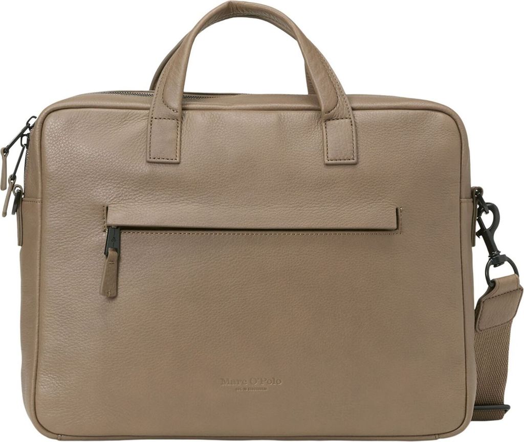 Marc O'Polo Leder Businesstasche Laptoptasche mit Laptopfach Lorenz Business Bag Burnt Ash taupe