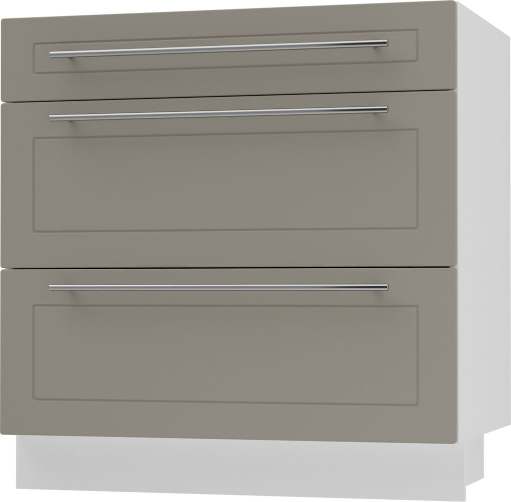 Schubladenunterschrank KVANTUM Teilauszug 80cm Korpus- & Frontfarbe wählbar (Q-D3M/80),beige matt,weiß