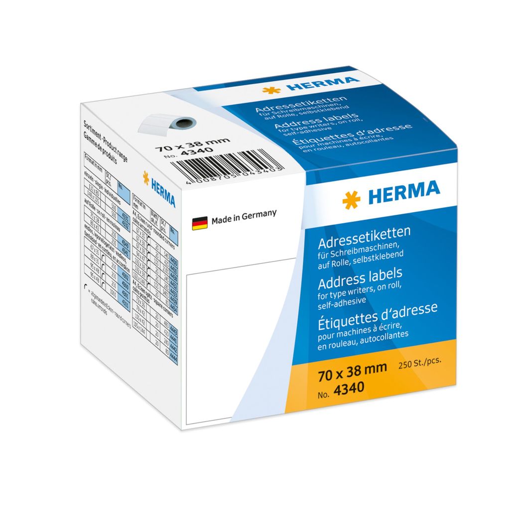 HERMA Adress Etiketten 70 x 38 mm endlos weiß 250 Etiketten