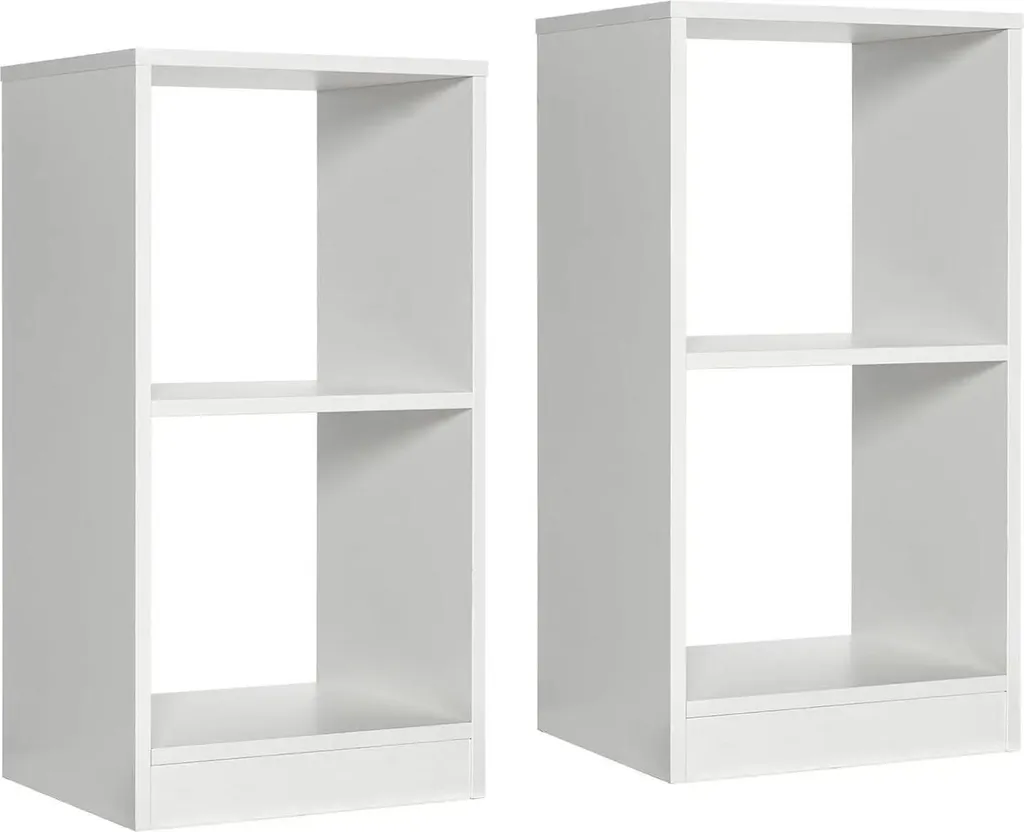 Lot de 2 étagères cubiques en bois blanc 2 niveaux pour bureau et salon
