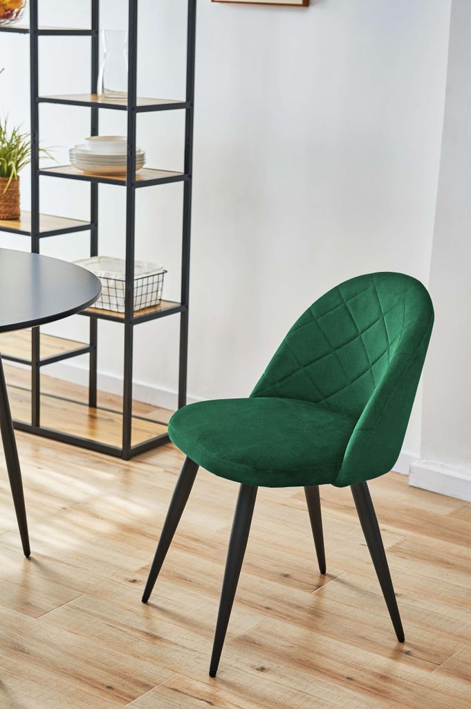 Stuhl mit Rückenlehne – Esszimmerstuhl – 50 cm – Dunkelgrün – Elegantes gepolstertes Design für moderne Räume
