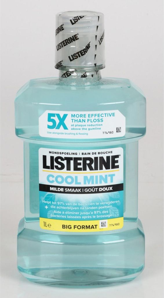 LISTERINE Mundspülung Cool Mint 1L – 6 Flaschen, effektive Plaque-Bekämpfung, frischer Atem & Zahnfleischpflege, Vorteilspack 6 Liter