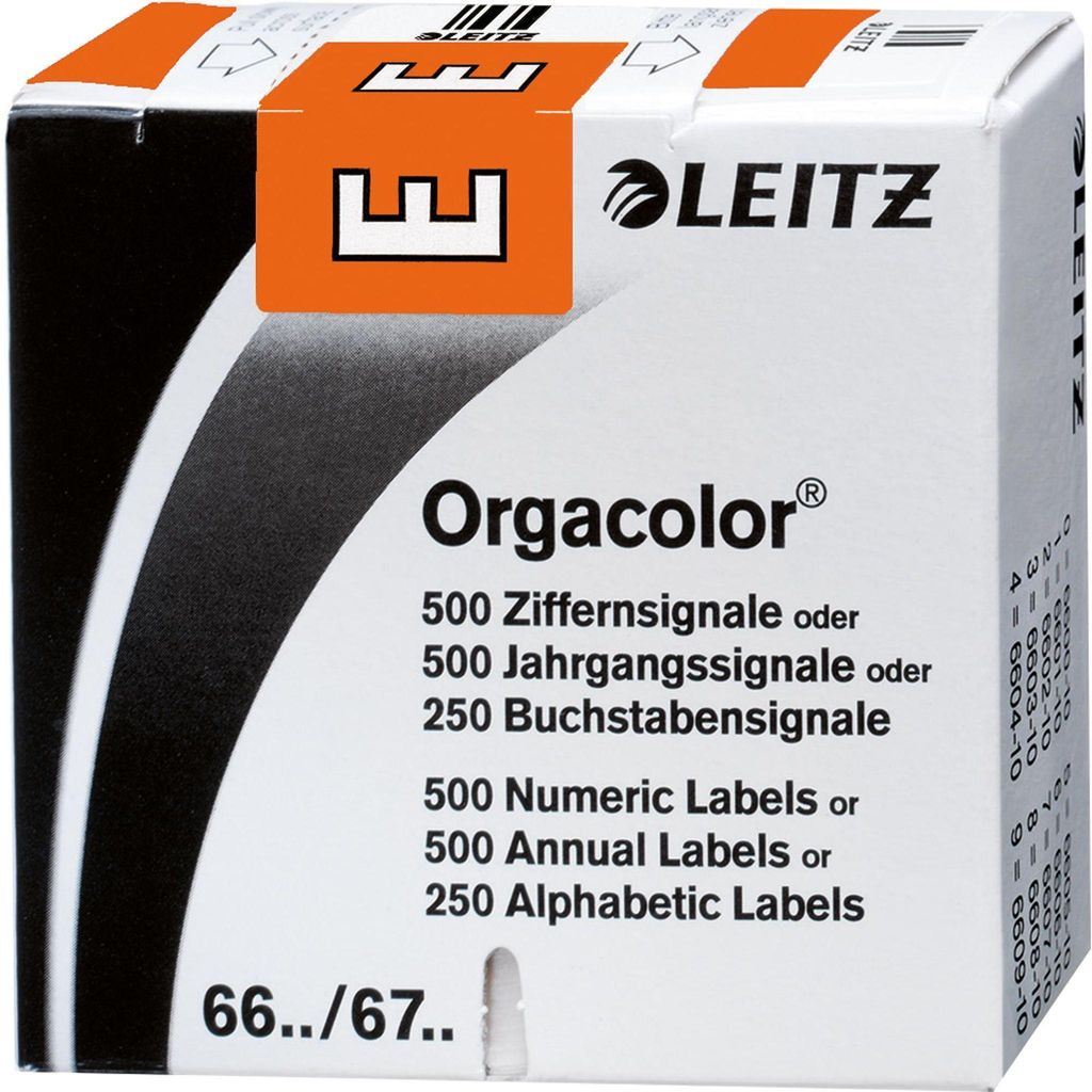 LEITZ Buchstabensignal Orgacolor "E" auf Rolle orange 250 Stück