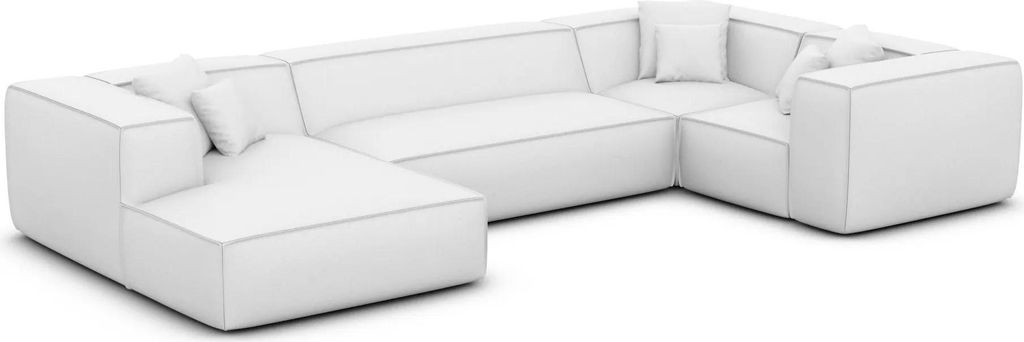 Echtleder U-Form XL Wohnlandschaft Arelia Weiß Links