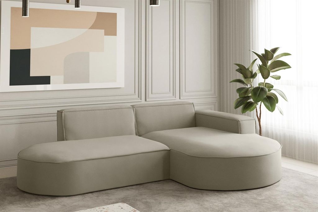 Ecksofa Designersofa PALMA XS in Stoff Opera Velvet Pearl Produktbild 