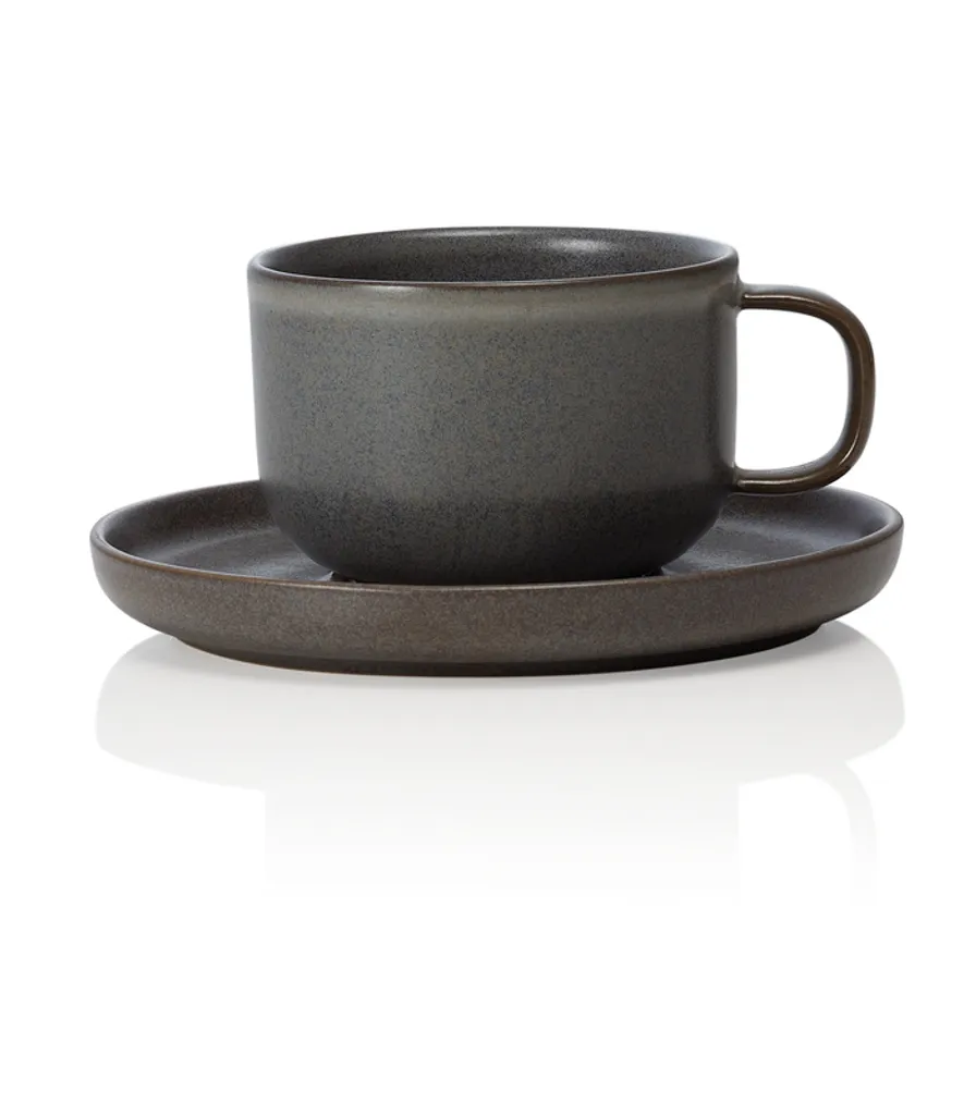 Tazza e Piattino ROCKZZERO One Stone Grey 275ml | Gres Fatto a Mano
