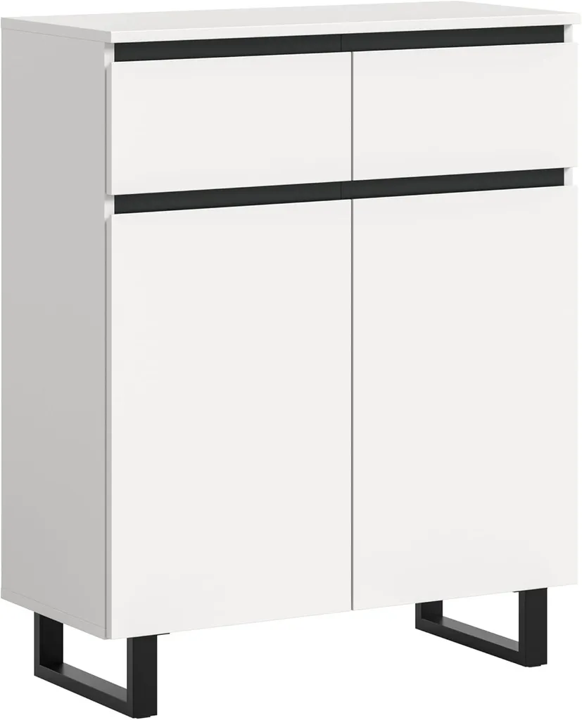 Buffet Tomasa blanc 2 portes 2 tiroirs pour gagner de la place chez soi