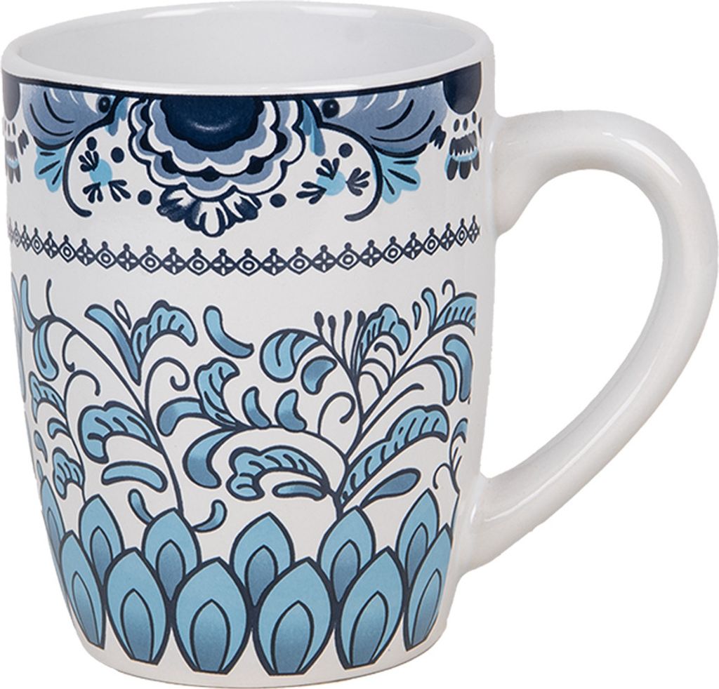 Clayre & Eef Tasse 300 ml Weiß Blau Keramik