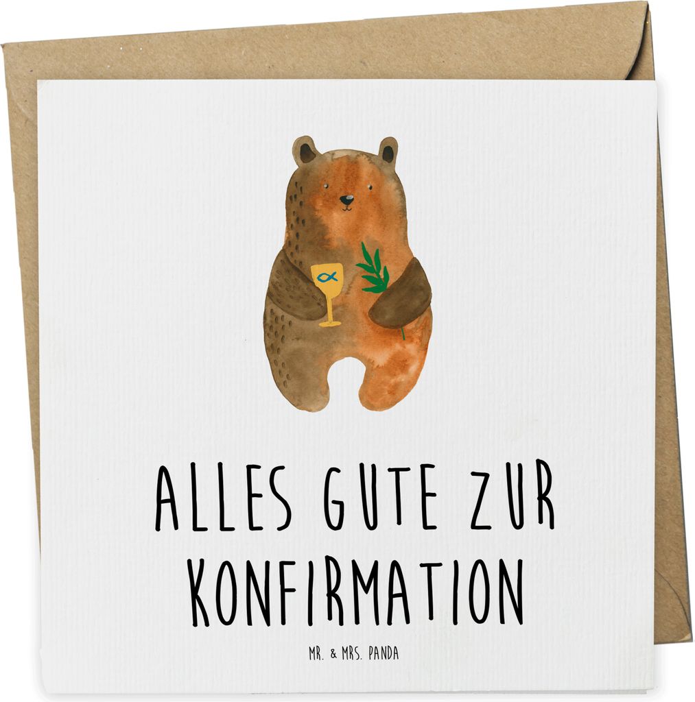 Mr. & Mrs. Panda Klappkarte Bär Konfirmation - Weiß - Geschenk, Glückwunschkarte, Gottesdienst, Teddy, doppelkarte, anlasskarte, faltkarte, Gru...
