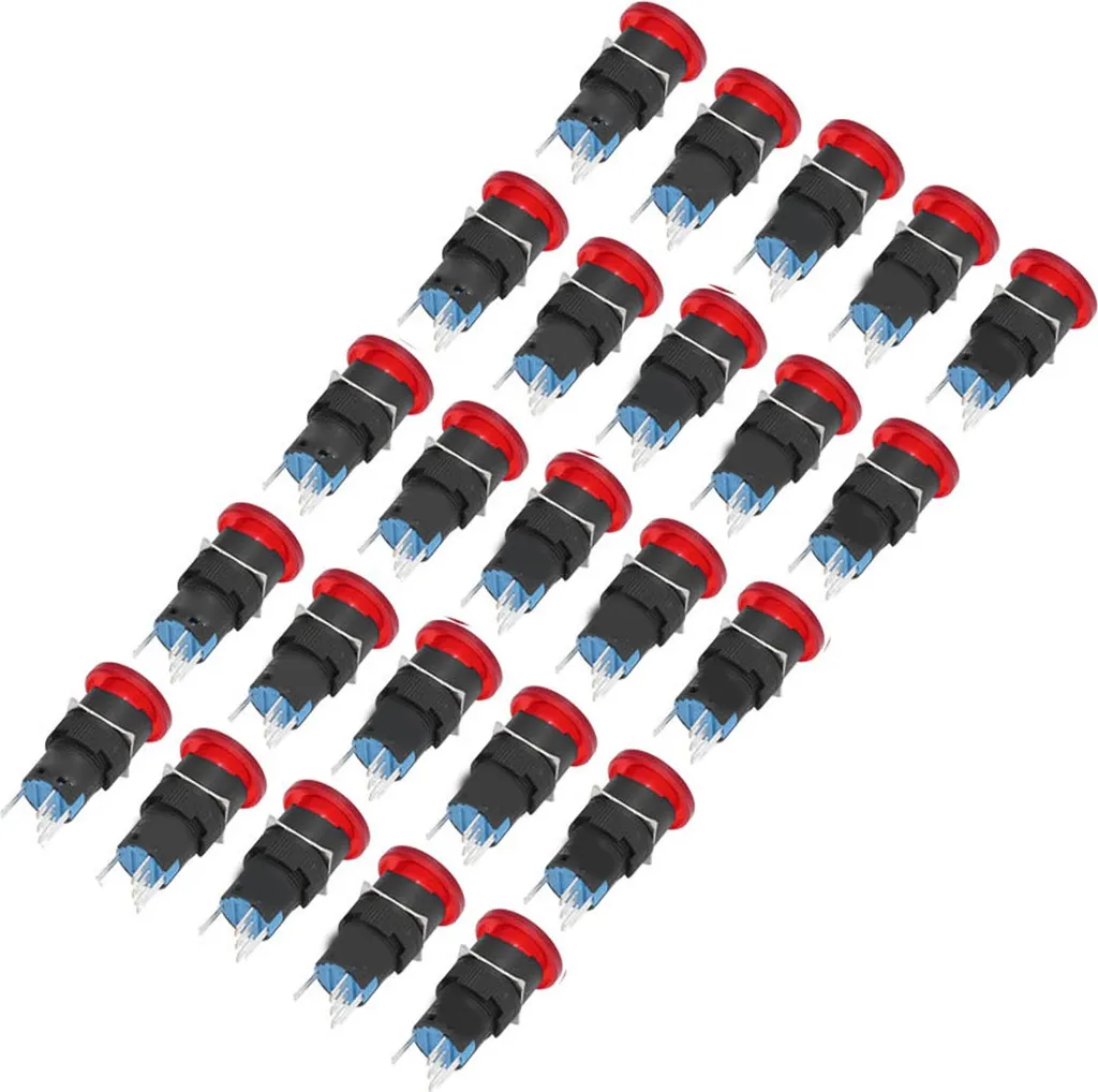 Bouton à tête champignon 16mm avec éclairage LED 24V - Pack de 25 pcs - 2