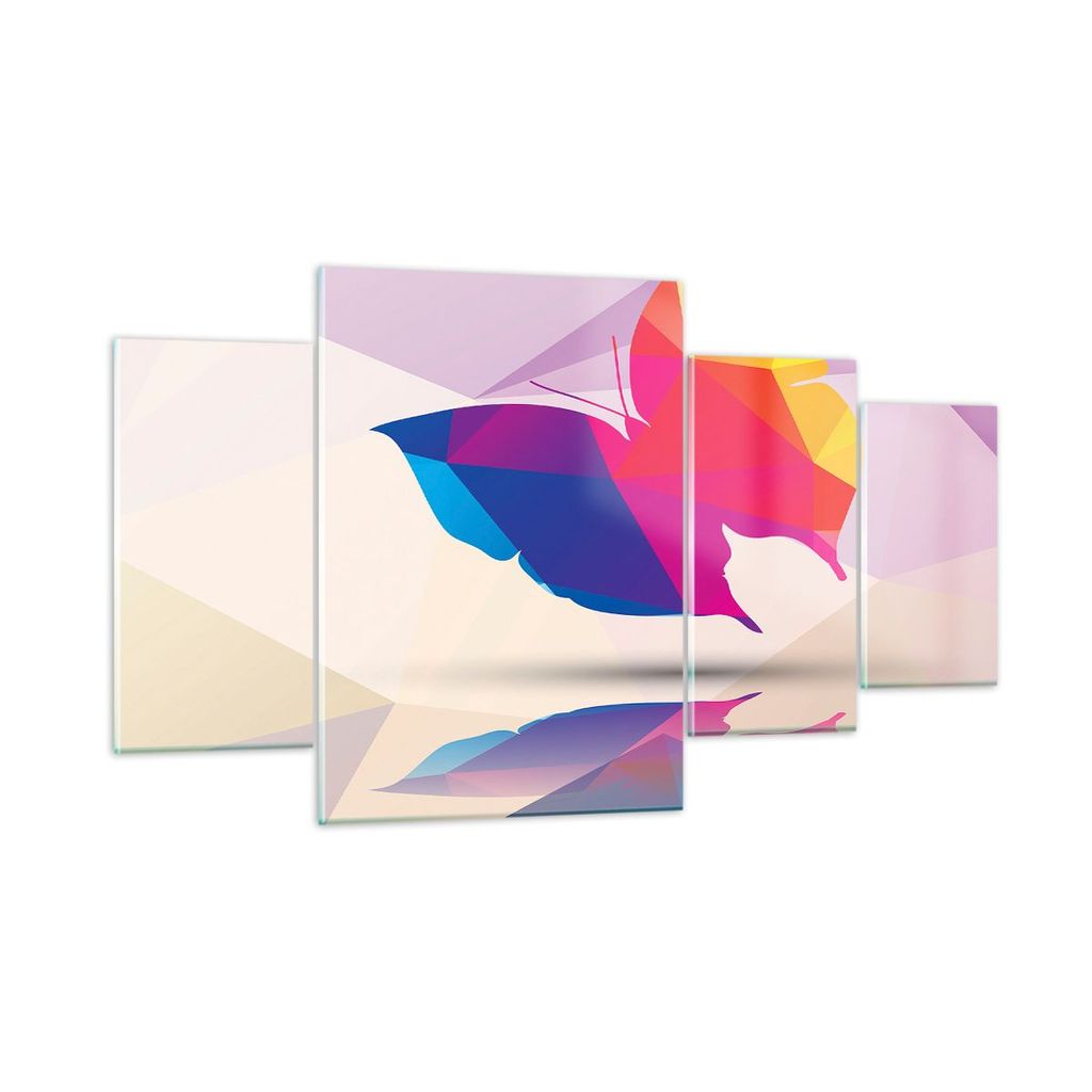Bilder auf glas - Schmetterling Illustration Grafik - 160x90cm - Glasbilder - Wandbilder - Kunstdruck - Wanddekoration aus Glas - Glas Bilder - Wan...