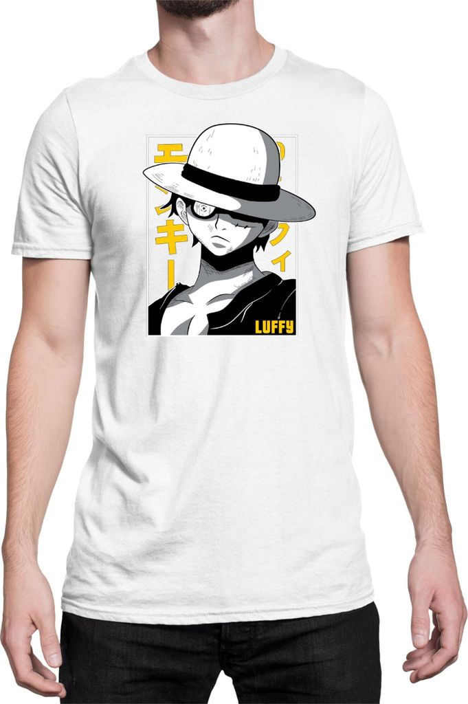 Herren T-Shirt Japan Anime Manga One Manga Piece Anime Luffy 01 Strawhat, Man L / Weiß