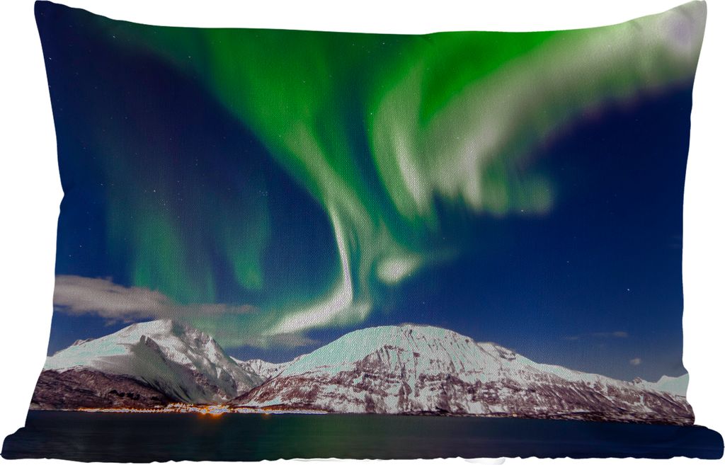MuchoWow Outdoor Kissen - Nordlichter - Landschaft - Norwegen - 50x30 cm - Wetterfest - Lounge Kissen - Sofa kissen - Wohnzimmer Dekoration