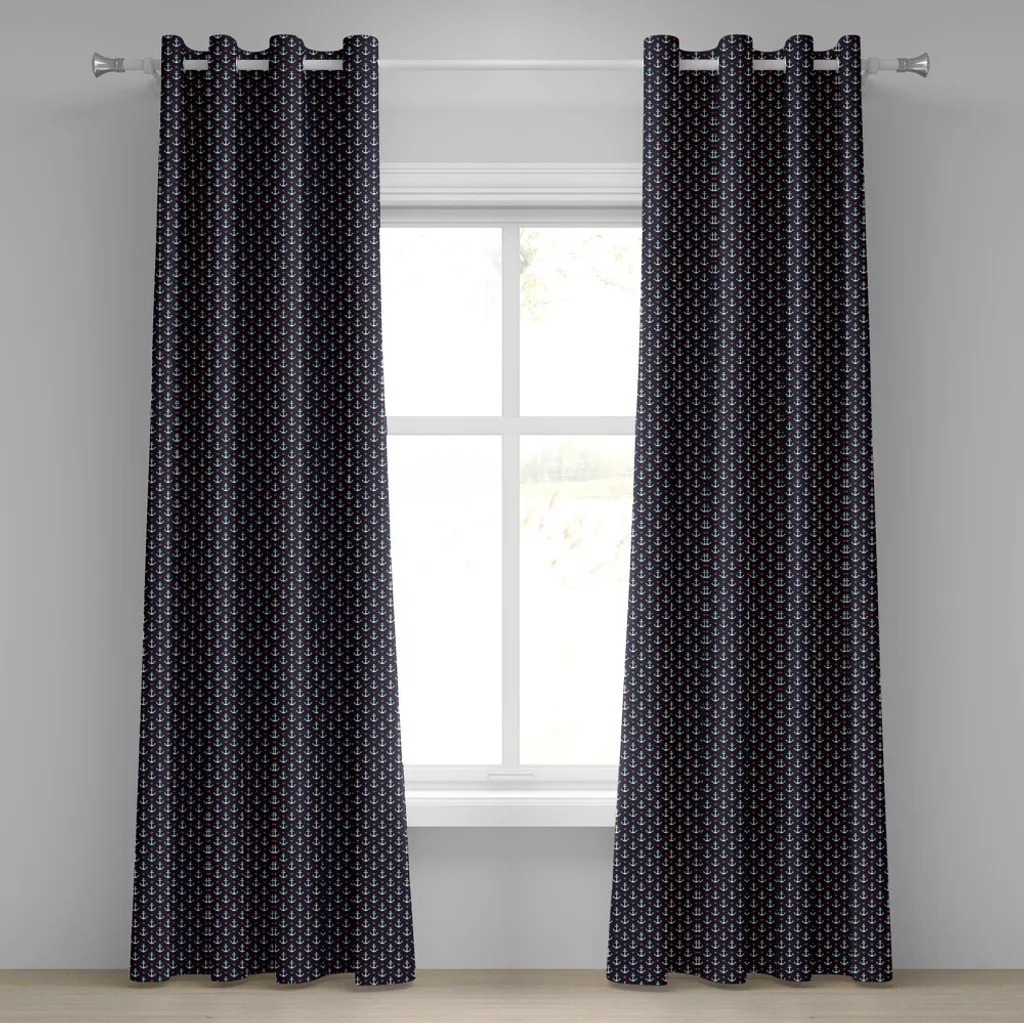 Paire de rideaux occultants décoratifs motif marin 280 x 245 cm
