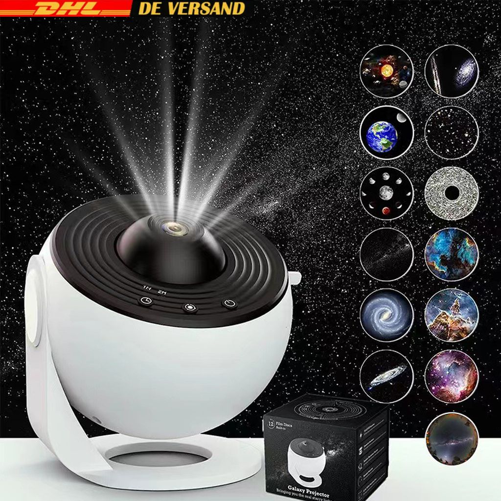 OKWISH Sternenhimmel Projektor, Home Planetarium, Projektor Lampe Sternenhimmel für Schlafzimmer Kinder Erwachsene mit 12 Planeten Discs, Nebel/Mo...