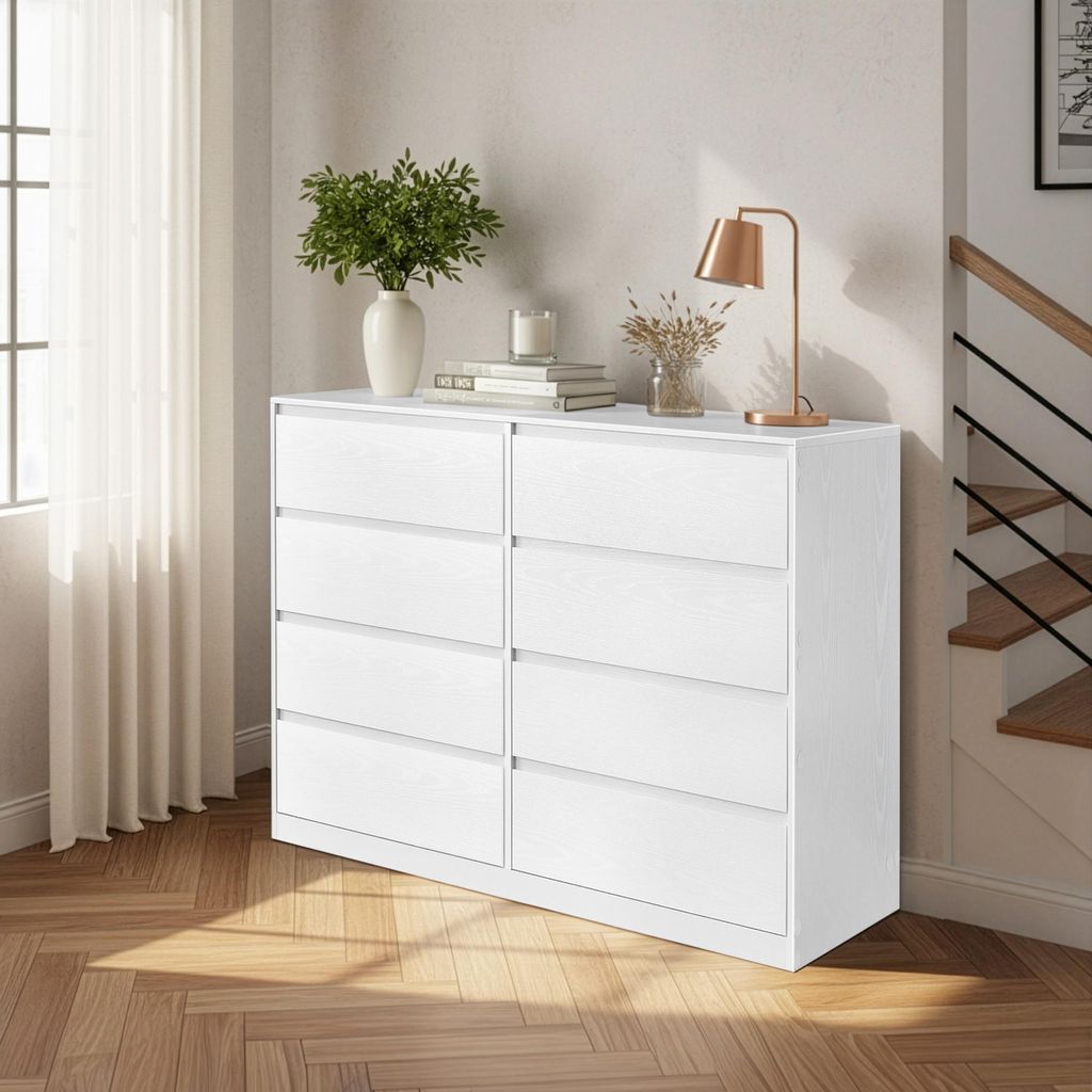 VASAGLE Kommode mit 8 Schubladen, Kommodenschrank