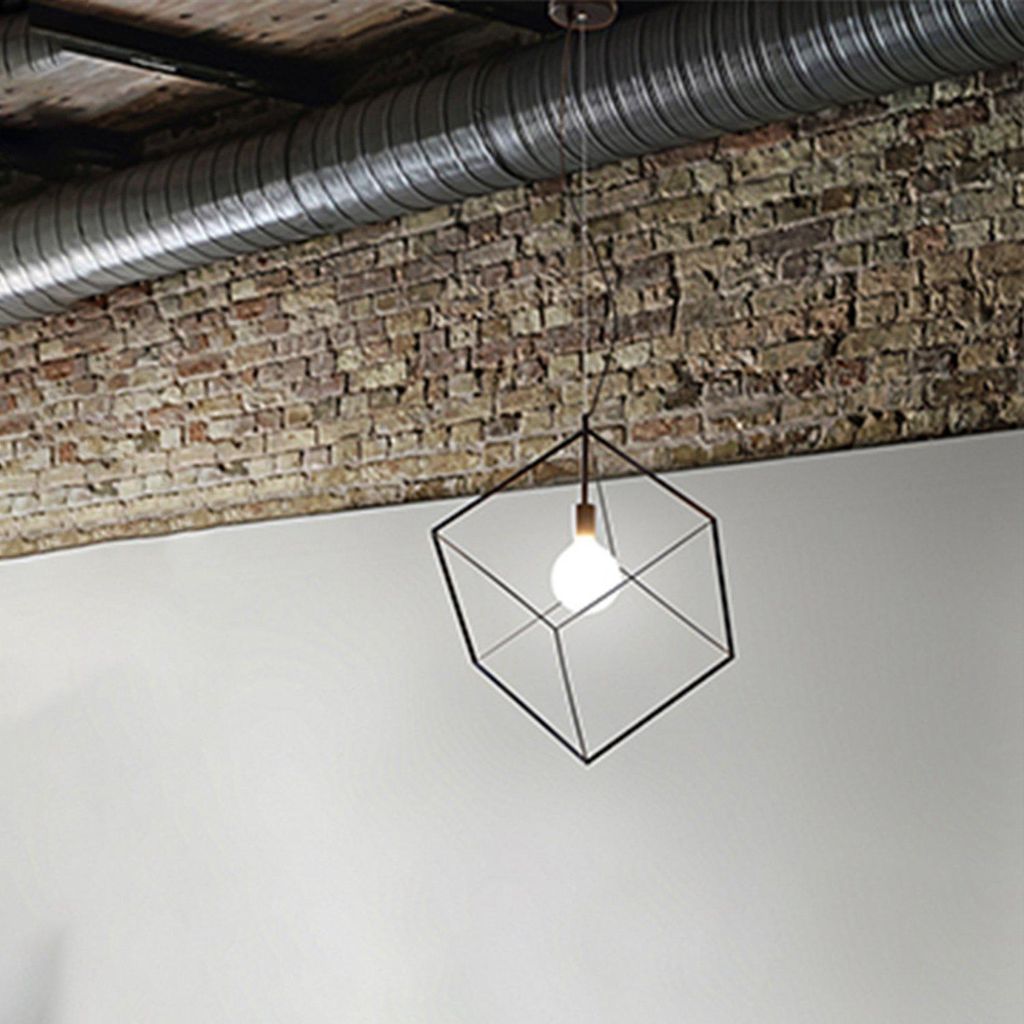 Sospensione Contemporanea Cube Metallo Nero 1 Luce E27 Immagine del prodotto 