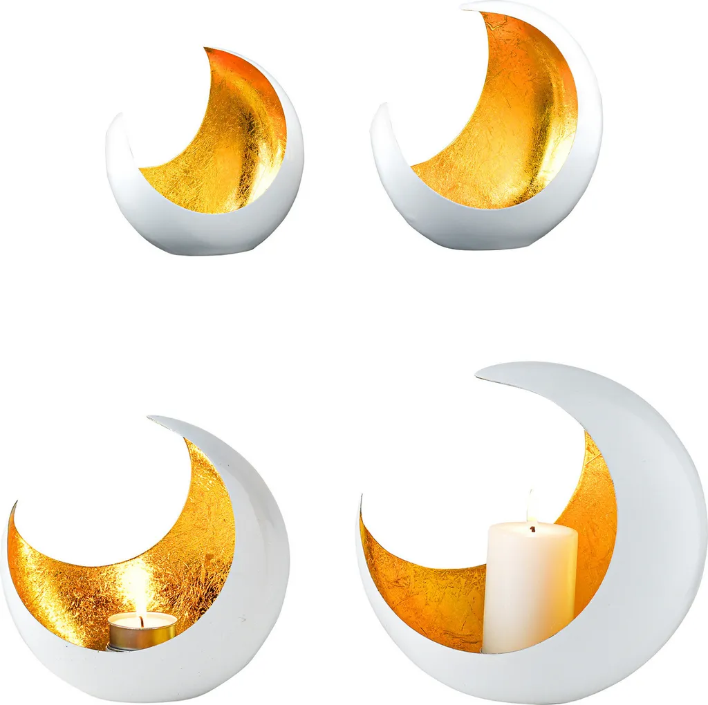 set di 2 portacandele Estetica Deco Portacandele Luna Bianco