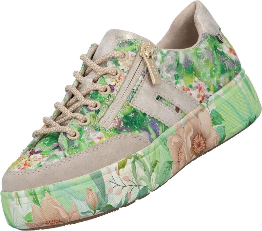 Das Bild zeigt ein Paar Turnschuhe in einer attraktiven Farbgestaltung Die Schuhe sind von der Seite fotografiert und bieten einen klaren Blick auf das Design.