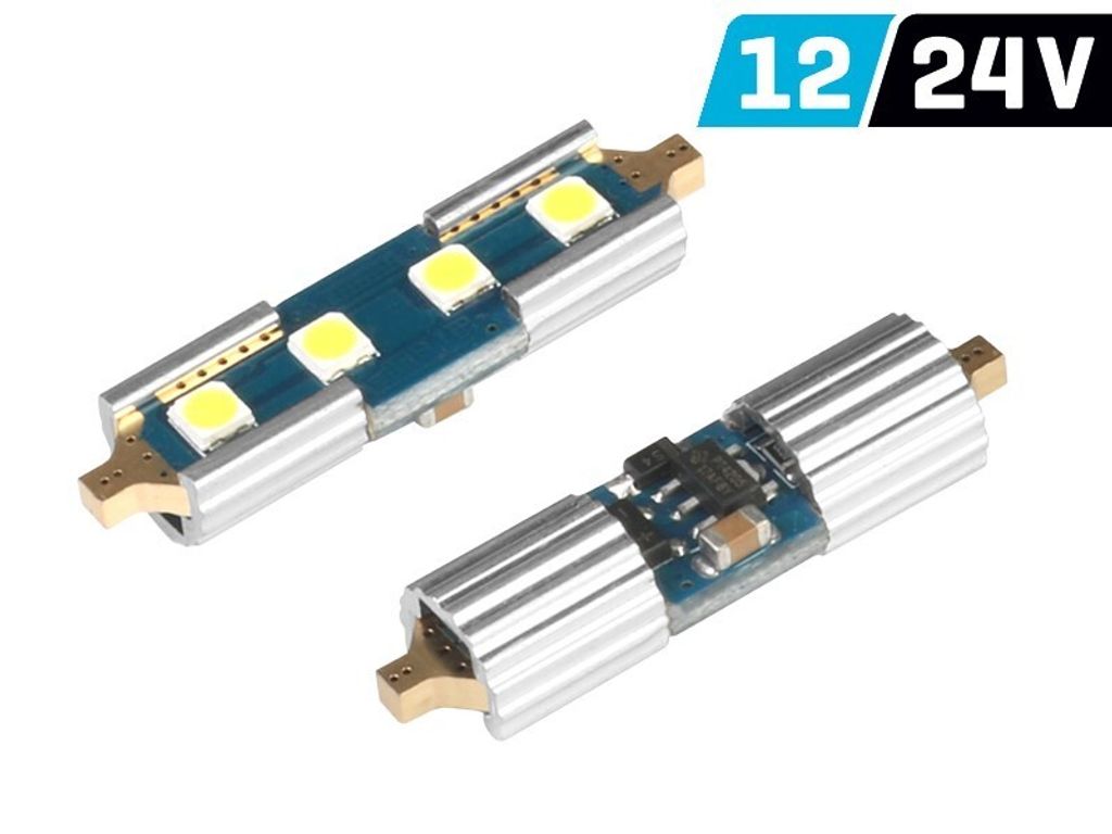 VISION Soffitten SV8.5 36mm 12/24V Glühbirne 4x 3030 SMD LED, unpolar, CANBUS, weiß, 2 Stk.