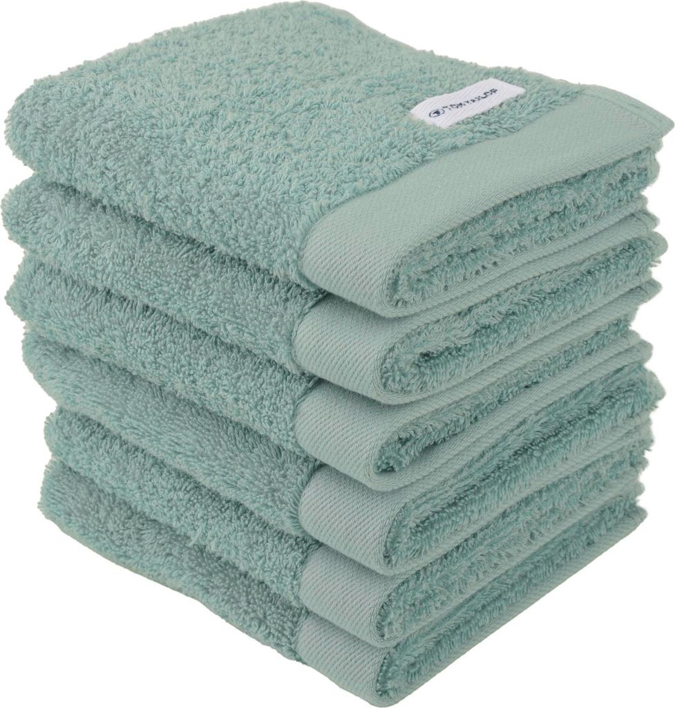 TOM TAILOR Gästehandtuch, 6er Pack - Color Bath Guest Towel, Frottier, Baumwolle Grün 30x50cm
