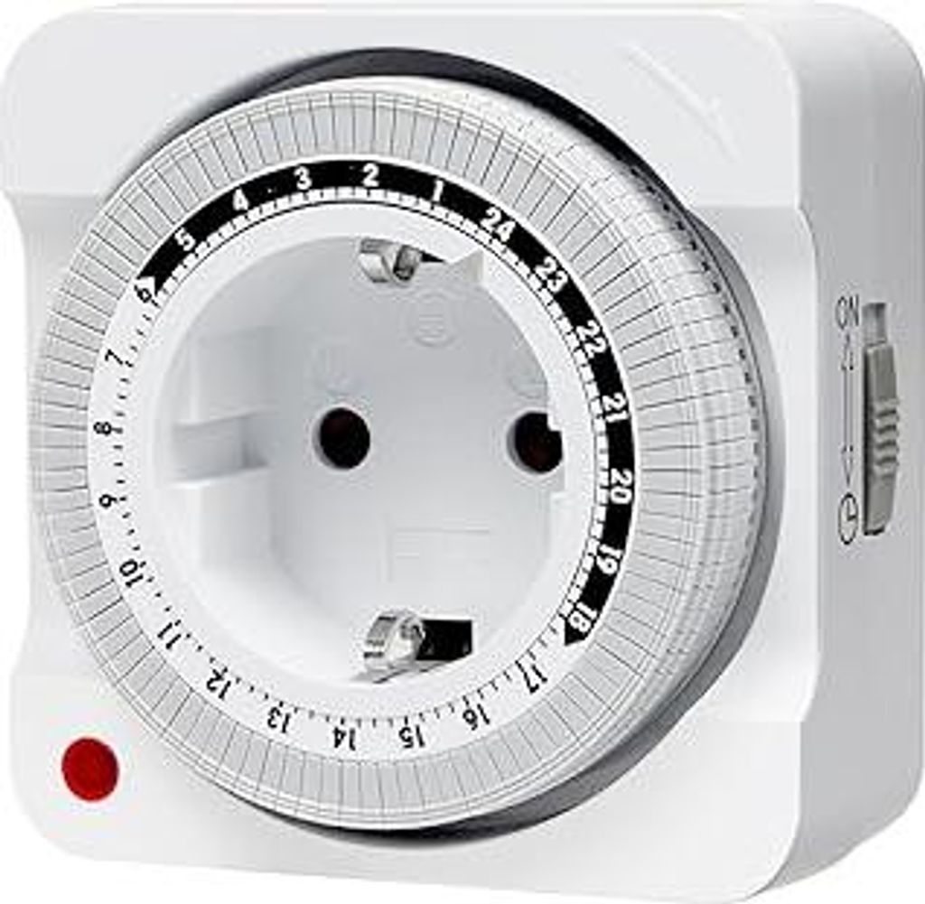 Mechanische Zeitschaltuhr Steckdose, 24-Stunden-Programm Analoge Zeitschalt-Steckdose mit 96 Segmenten 15 min Schaltintervall, für Saisonbeleuchtu...