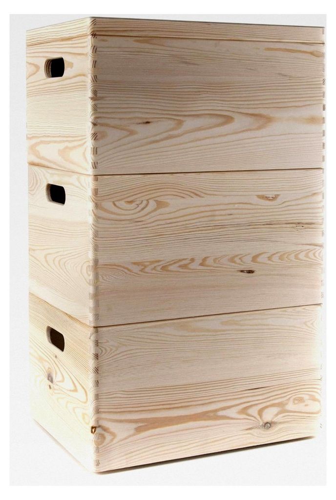 Holzkiste TRIO 3er Set 40 x 30 cm Aufbewahrungskiste Auswahl (ohne Rollen)